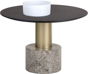 Monaco Coffee Table (Dark Grey Marble & Wood with Gold Base) 