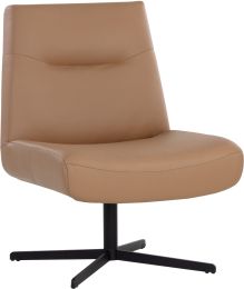Karson Swivel Lounge Chair (Linea Wood Leather) 