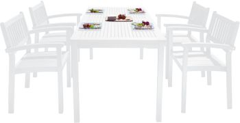 Abrams 5 Piece Dining Set (Stacking Chairs) 