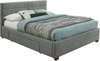 Emilio Platform Bed W & Drawers (Queen - Light Grey) 