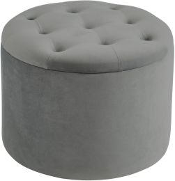 Talia Round Storage Ottoman (Grey) 