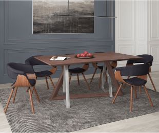 Drake & Holt 7 Piece Dining Set (Walnut Table & Charcoal Chair) 