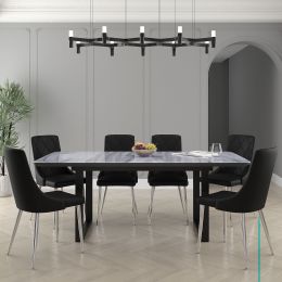 Gavin & Devo 7 Piece Dining Set (Black Table & Black Chair) 
