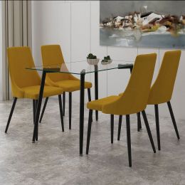 Abbot & Venice 5 Piece Dining Set (Black Table & Mustard Chair) 