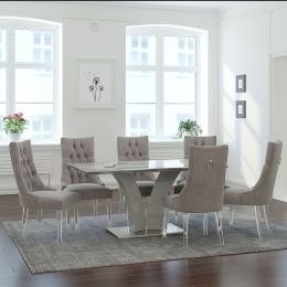 Napoli & Cavalli 7 Piece Dining Set (Grey Table & Grey Chair) 
