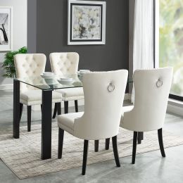 Vespa & Rizzo 5 Piece Dining Set (Black Table & Ivory Chair) 