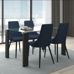 Vespa & Venice 5 Piece Dining Set (Black Table & Blue Chair) 