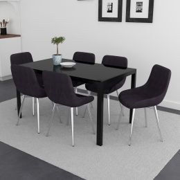 Contra & Cassidy 7 Piece Dining Set (Black Table & Black Chair) 