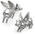 Set of 2 - Silver Flying Pigs