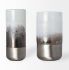 Baltic Vase (Tall - White Brushed Silver Metal Bottom Glass)