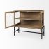 Arelius Accent Cabinet (Light Brown with Black Metal Base)