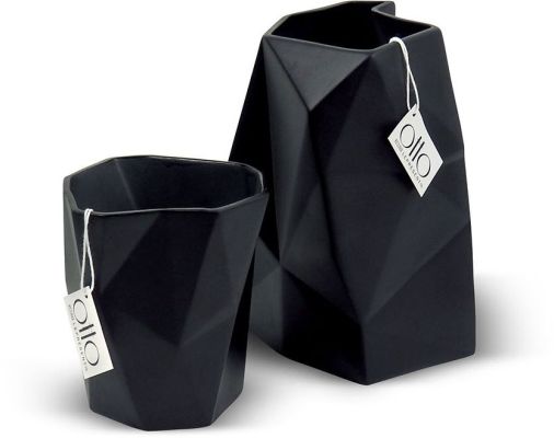 Facet Vase Vase (5 In - Black)