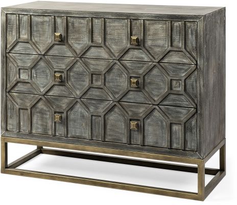 Genevieve Accent Cabinet (GreyWood & Metal Base)
