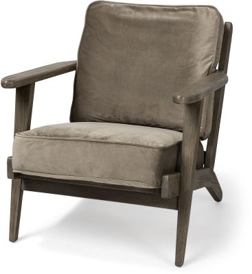 Olympus Accent Chair (Brown Velvet Covered Wooden Frame)