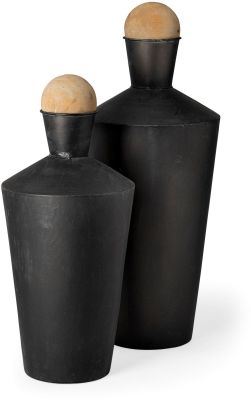 Asher Jars, Jugs & Urns (Set of 2 - Black Metal Urns)