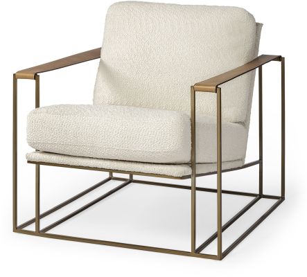 Watson Accent Chair (Cream Fabric Wrap Gold Metal Frame)