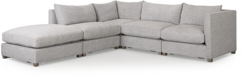 Valence Modular Sofa (5 Piece Set with Ottoman - Medium Grey)
