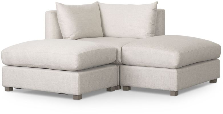 Valence Modular Sofa (3 Piece Set with Two Ottomans - Beige)