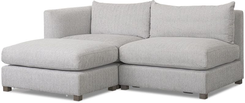 Valence Modular Sofa (3 Piece Set with Ottoman - Light Grey)
