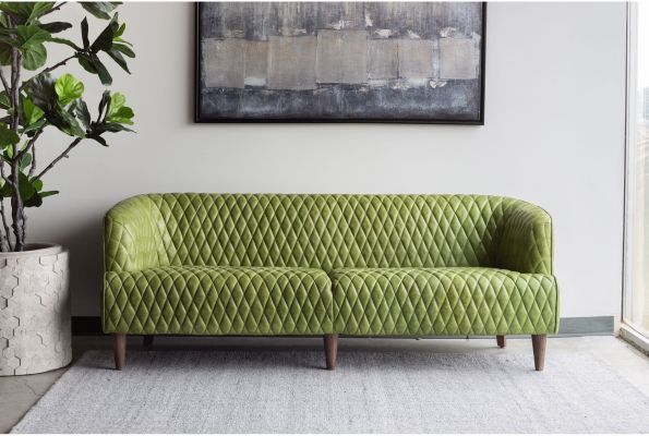 Magdelan Tufted Leather Sofa (Emerald)