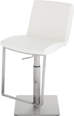 Lewis Adjustable Height Stool (Leatherette - White with Silver Base)