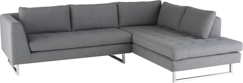 Janis Sectional Sofa (Right - Shale Grey with Silver Legs)