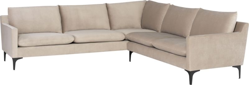 Anders Sectional Sofa (L-Shaped - Nude with Black Legs)