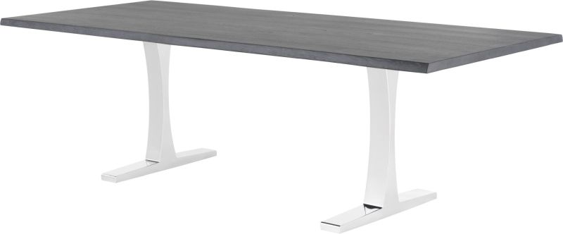 Toulouse Dining Table (Large - Oxidized Grey Oak with Silver Legs)