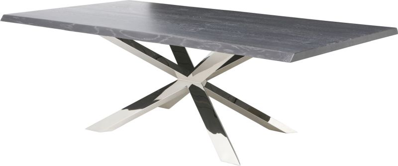 Couture Dining Table (Long - Oxidized Grey Oak with Silver Base)
