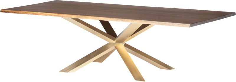Couture Dining Table (Long - Seared Oak with Gold Base)