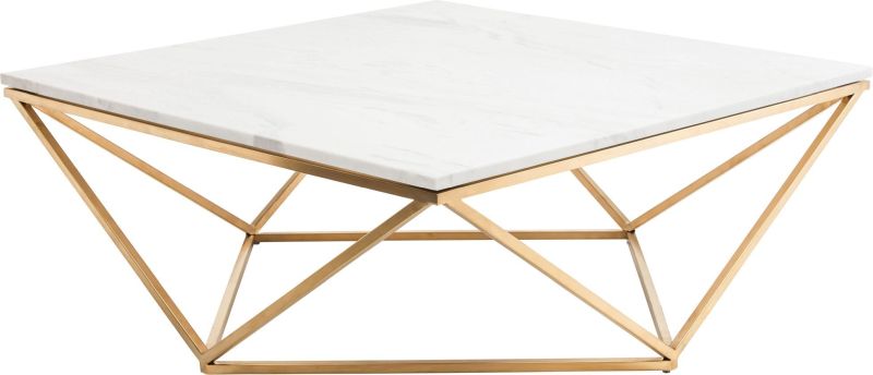 Jasmine Coffee Table (White with Gold Base)