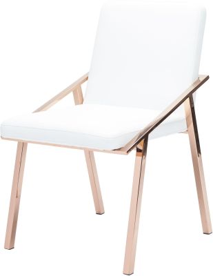 Nika Dining Chair (White with Rose Gold Frame)