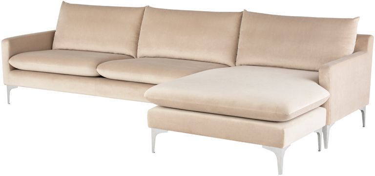 Anders Sectional Sofa (Nude with Silver Legs)