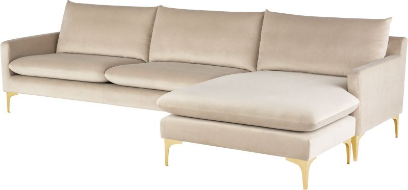 Anders Sectional Sofa (Nude with Gold Legs)
