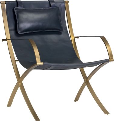 Willis Lounge Chair (Blue Leather)